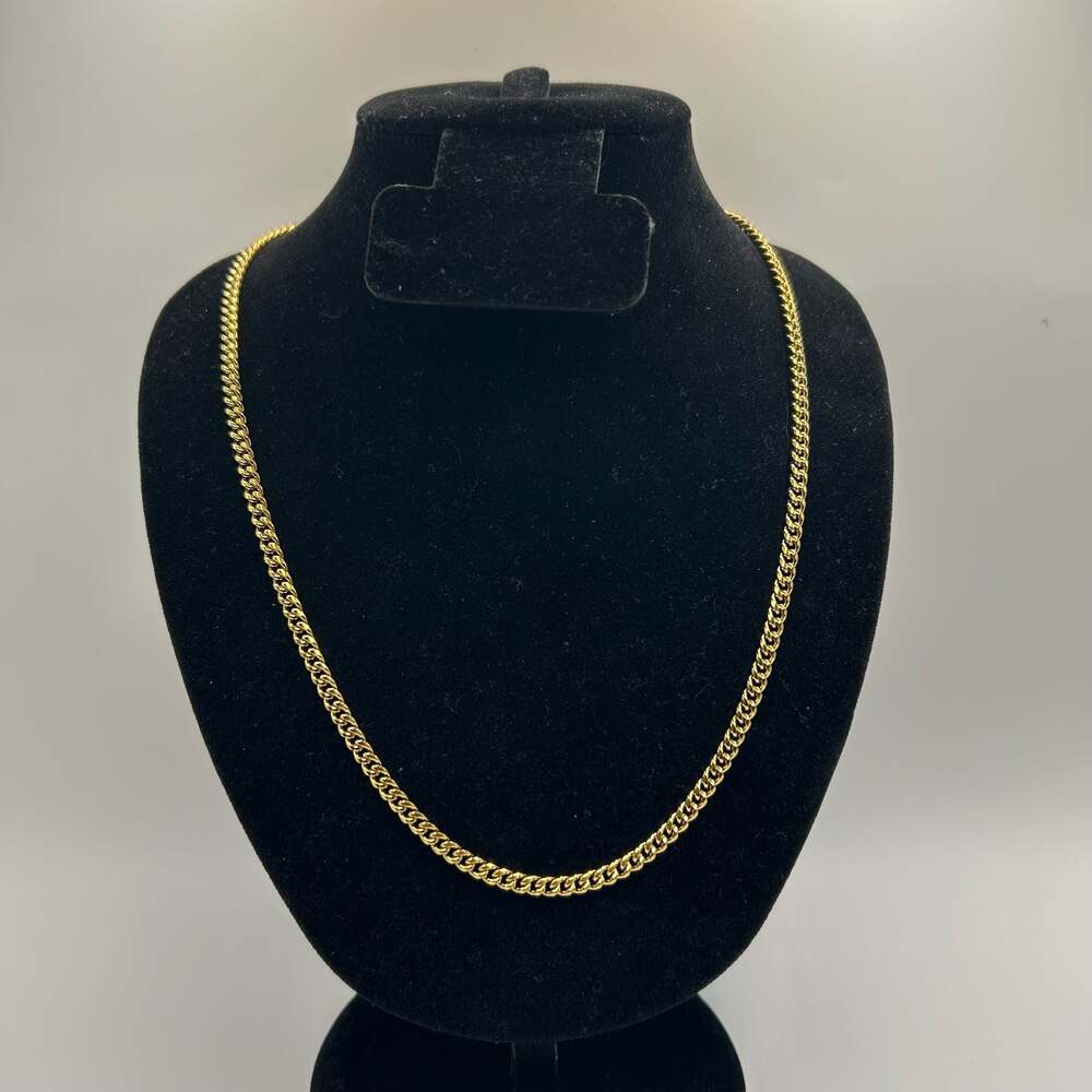 4mm Real Gold Plated Cuban Chain Stainless Steel 20 Inch Unisex Waterproof